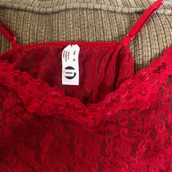 NWT RED LACE LINGERIE 2PC, SHEER, CROP TOPW/LONG BOTTOM, CUTE & SEXY IN ONE - Picture 12 of 13